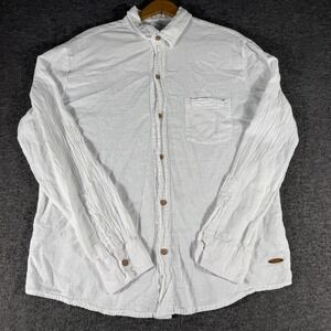 Blanco by Nature Men's Long Sleeve Button-Up Shirt M White Gauzy Cotton Beach